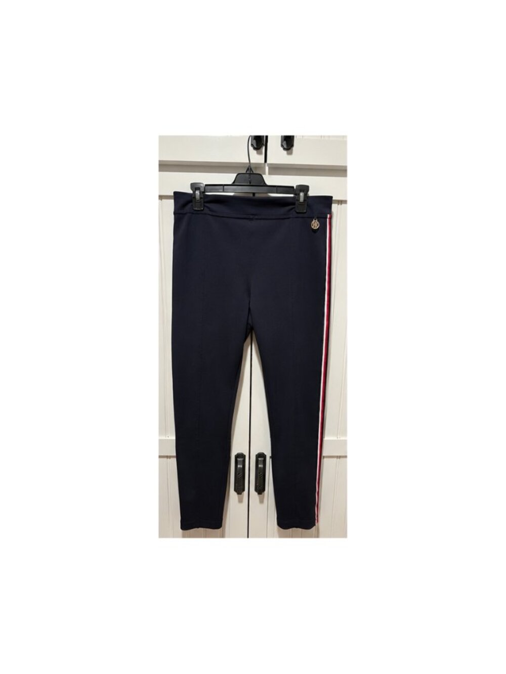 Tommy Hilfiger Navy Side Stripe Leggings Pants Women’s Size Large Red White Logo